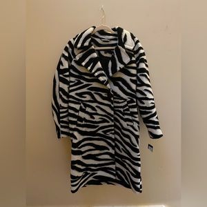 🖤🤍 RACHEL by Rachel Roy - BNWT - zebra print midi length wool blend coat
